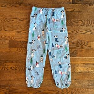 The Company Store Light Blue Pajama Bottoms with Dog and Tree Print